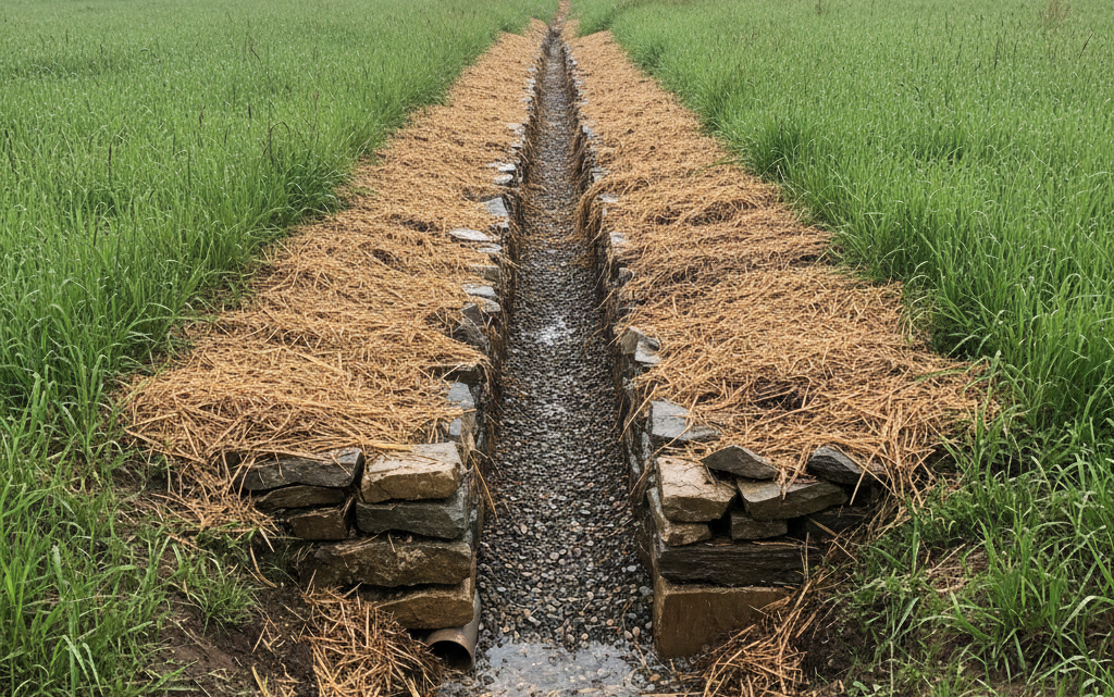Tranchée drainante : assainir un terrain humide